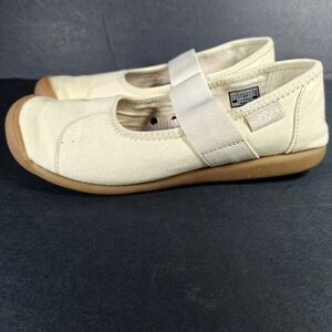 KEEN Women's Sienna Mary Jane Shoes Cream Beige Canvas Size 7.5